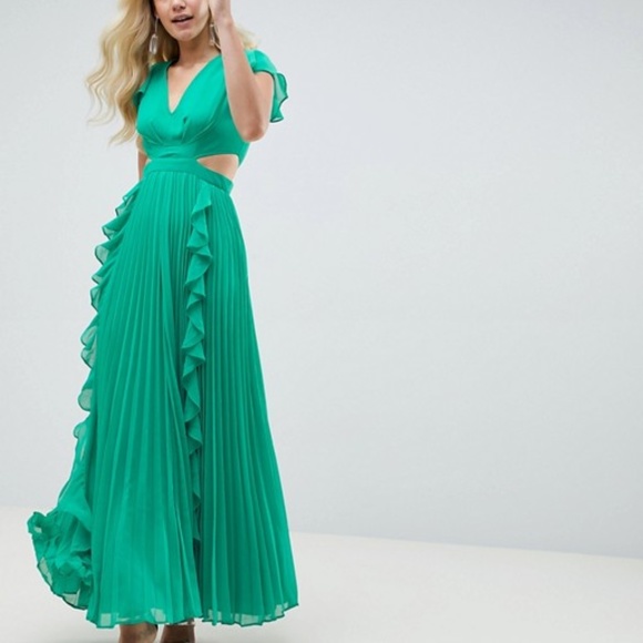 ASOS Dresses & Skirts - NEW ASOS pleated ruffle cut out maxi dress us 6